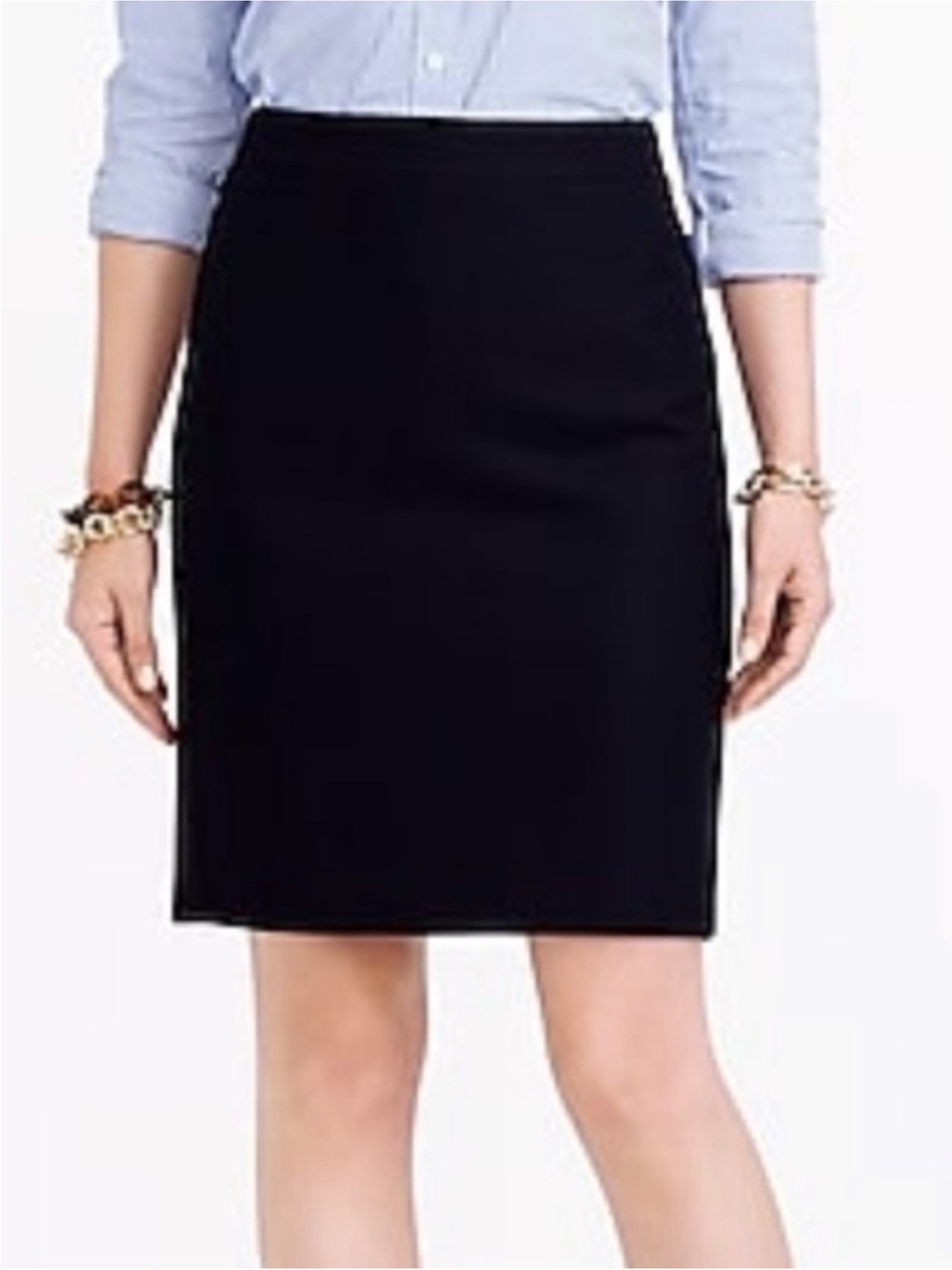 J. Crew Black Pencil Skirt in Double-Serge Wool Sz 10